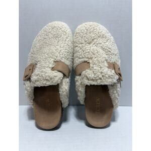 J. Crew Sherpa Buckle Clog Slippers Size 7
